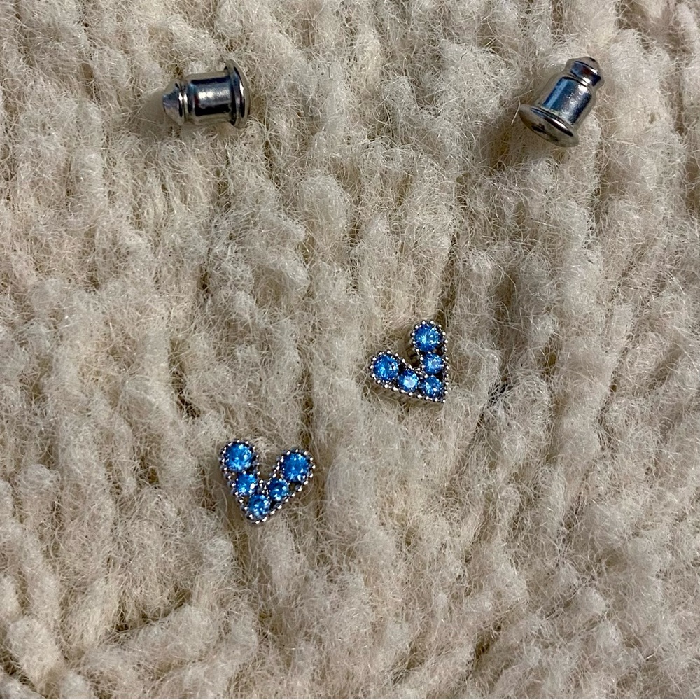 Cute Blue Rhinestone Stud Earrings